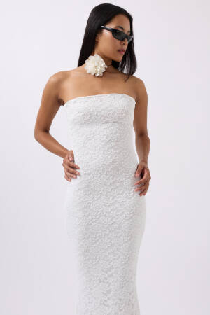 Strapless Lace Maxi Dress - Black Fashion - Globality Store - Women Clothes Wholesale Turkey