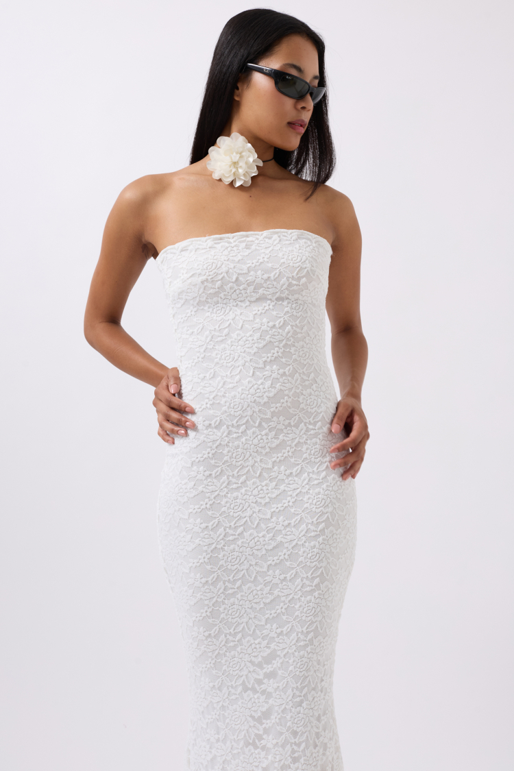 Strapless Lace Maxi Dress - Black Fashion - Globality Store - Women Clothes Wholesale Turkey