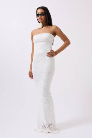 Strapless Lace Maxi Dress - Black Fashion - Globality Store - Women Clothes Wholesale Turkey