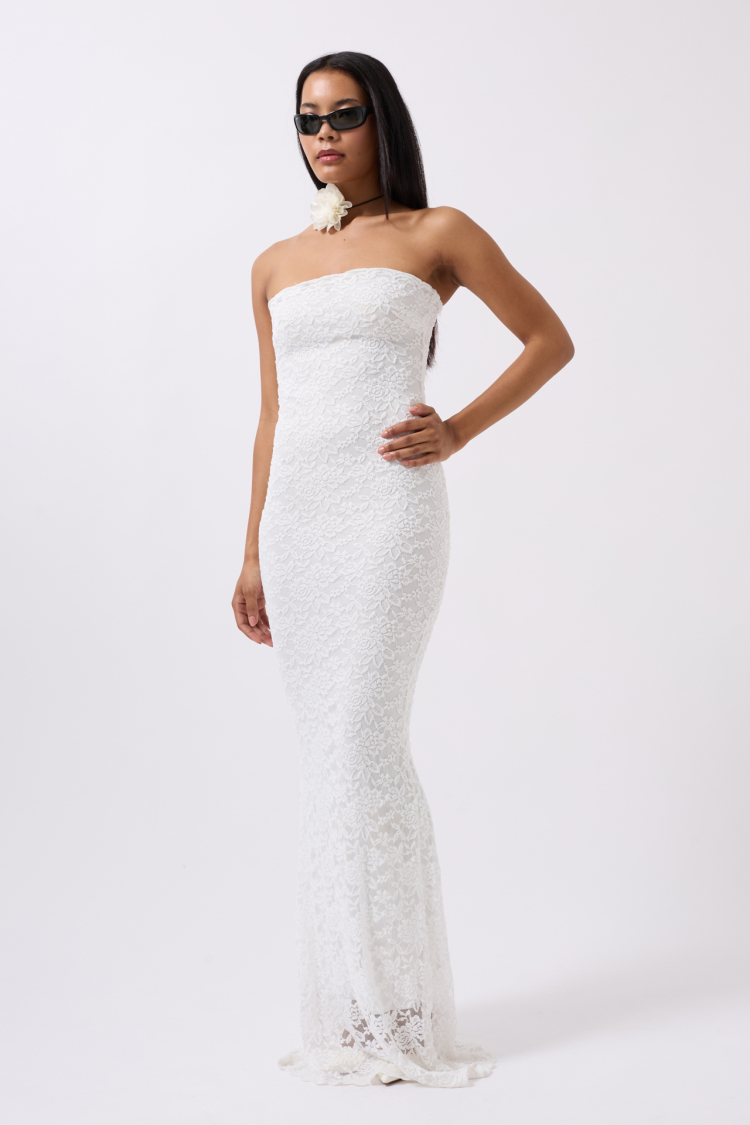 Strapless Lace Maxi Dress