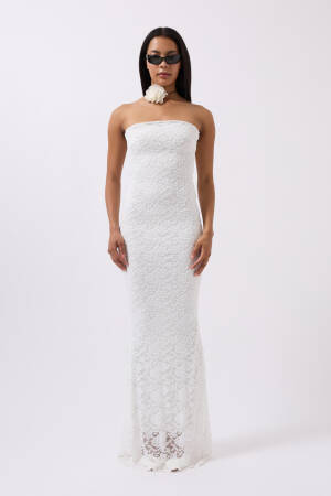 Strapless Lace Maxi Dress - Black Fashion - Globality Store - Women Clothes Wholesale Turkey