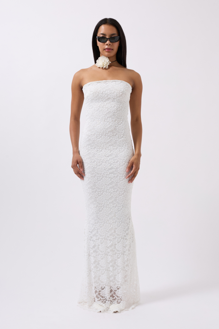 Strapless Lace Maxi Dress