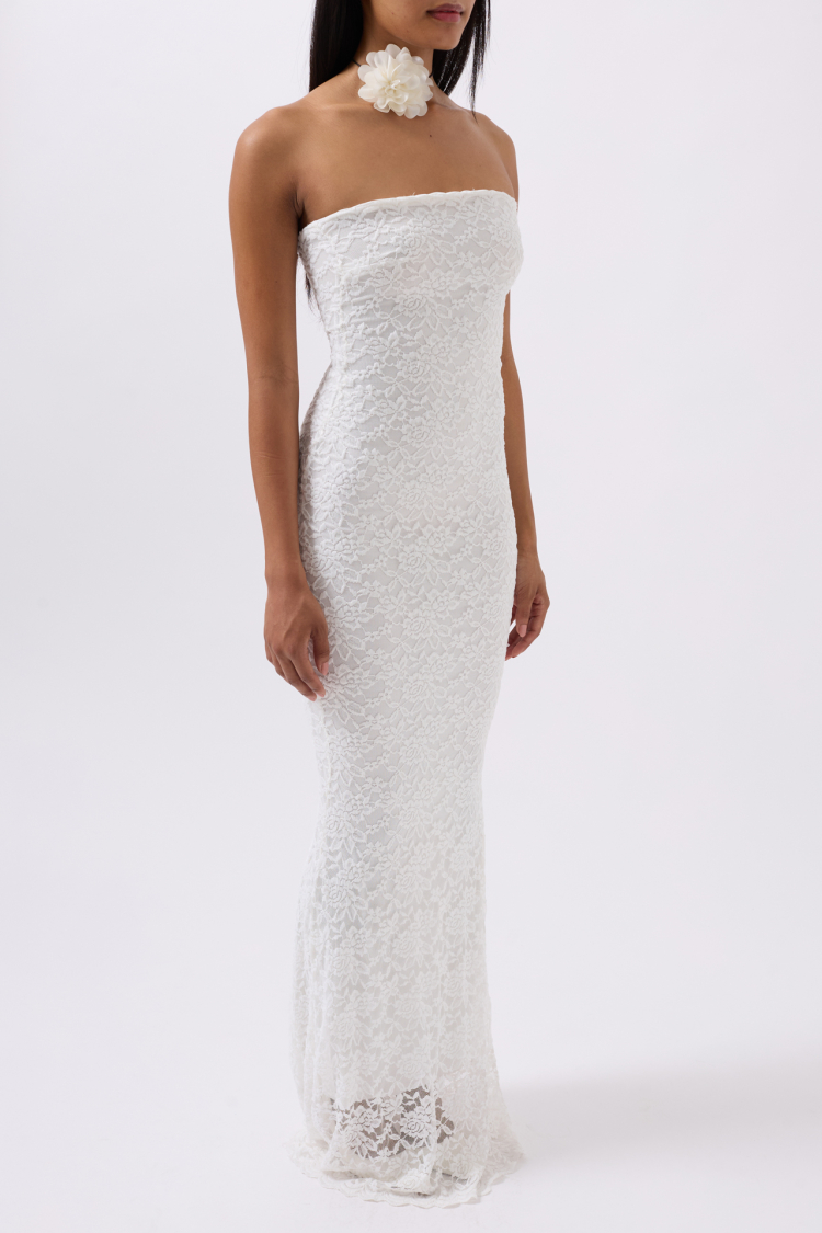 Strapless Lace Maxi Dress