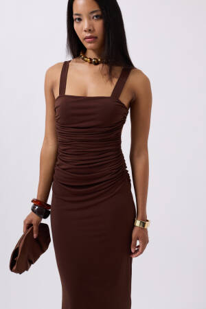 Slit Detail Back Neckline Dress - Black Fashion - Globality Store - Women Clothes Wholesale Turkey