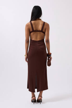 Slit Detail Back Neckline Dress - Black Fashion - Globality Store - Women Clothes Wholesale Turkey