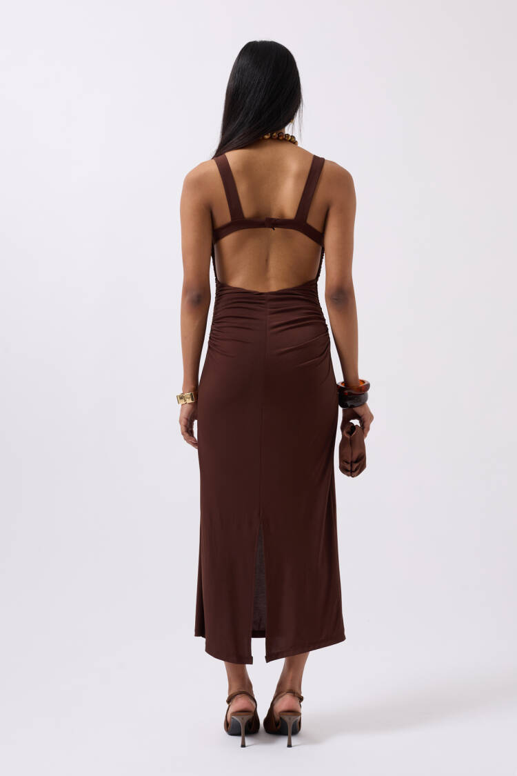 Slit Detail Back Neckline Dress