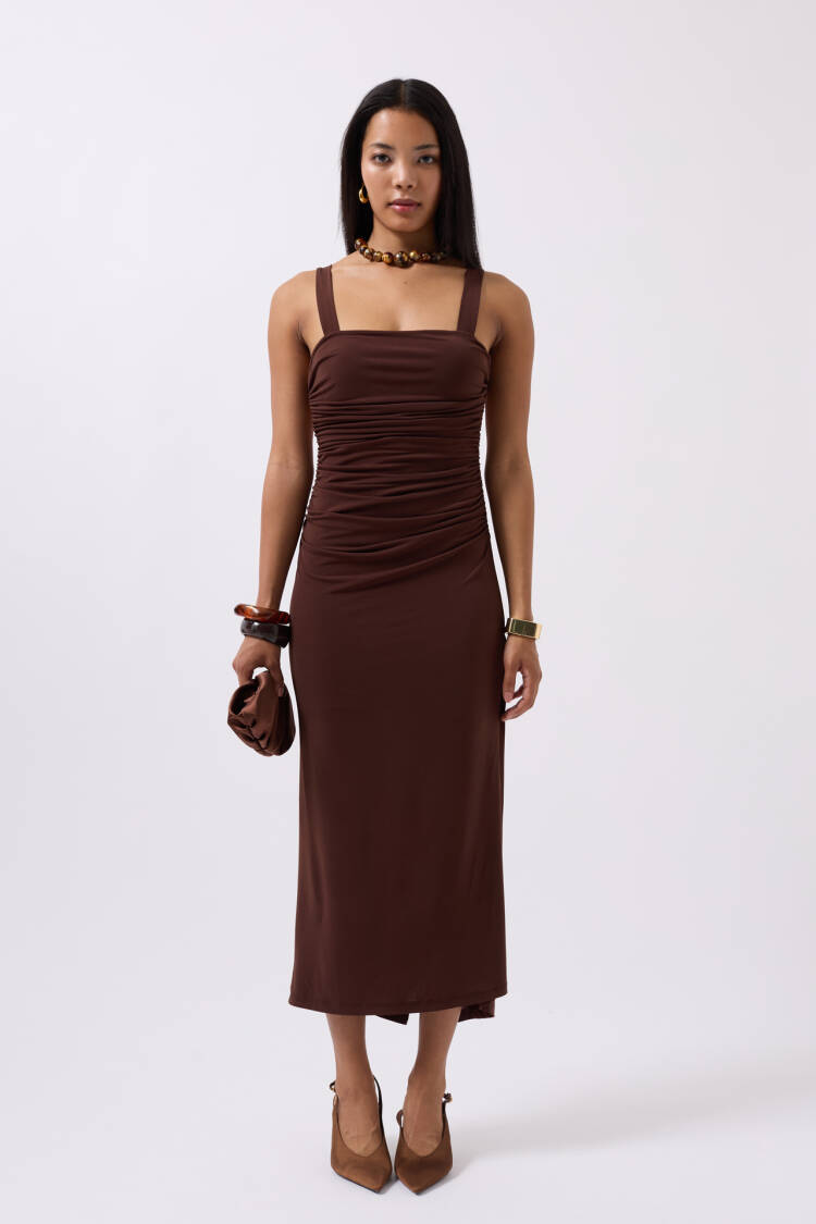 Slit Detail Back Neckline Dress