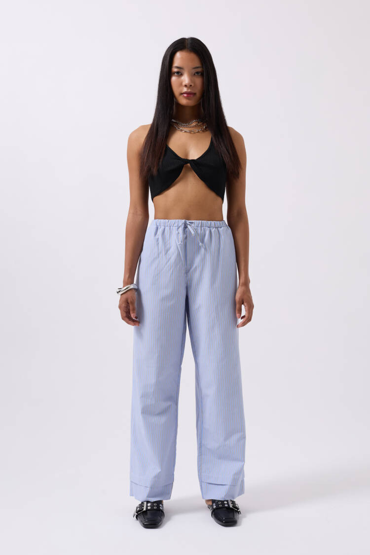 Striped Waist Elastic Pants