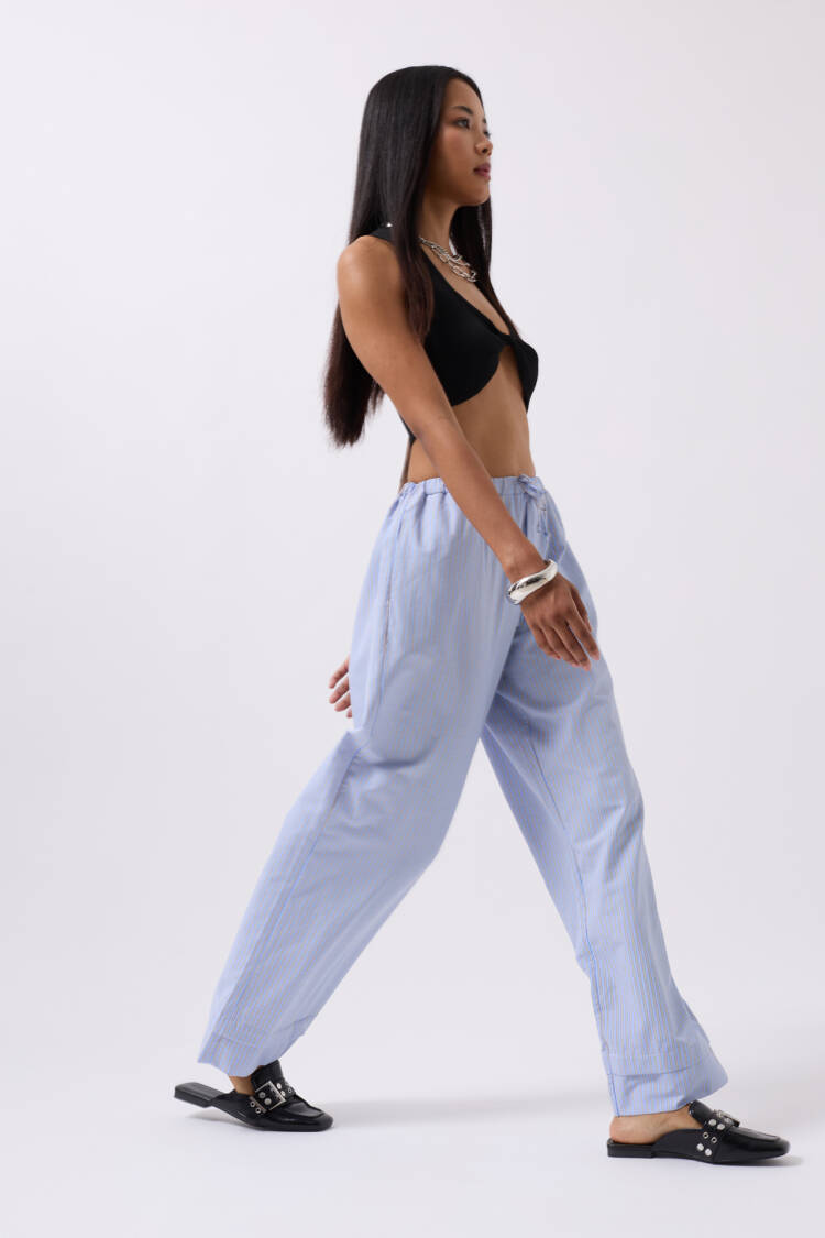 Striped Waist Elastic Pants