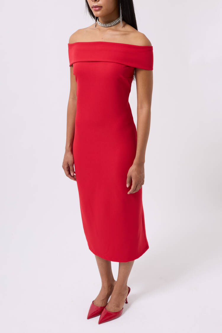 Shoulder Folding Detail Maxi Dress