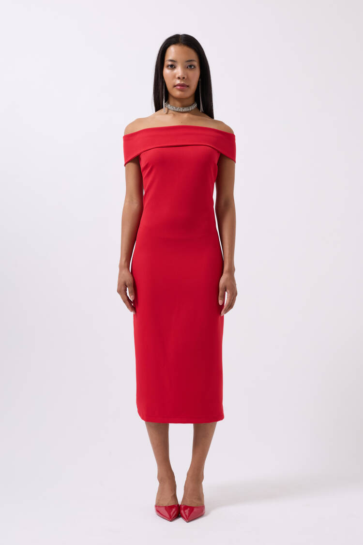 Shoulder Folding Detail Maxi Dress