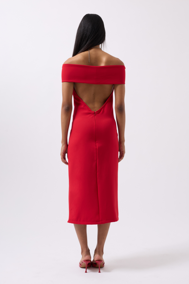 Shoulder Folding Detail Maxi Dress