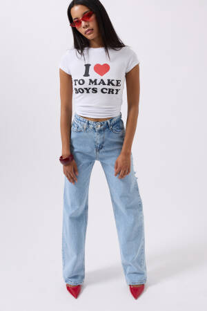 Back Laser Cut Loose Leg Jean - Brand: Black Fashion - Women's Clothing Wholesale - Globality Store