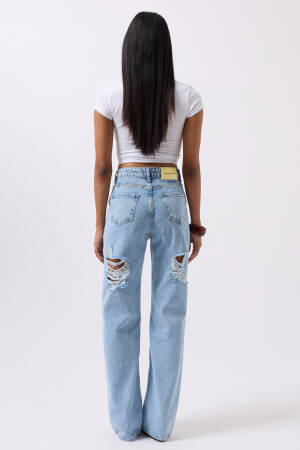 Back Laser Cut Loose Leg Jean - Brand: Black Fashion - Women's Clothing Wholesale - Globality Store