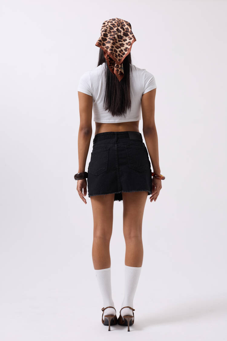 Reverse Detail Denim Mini Skirt