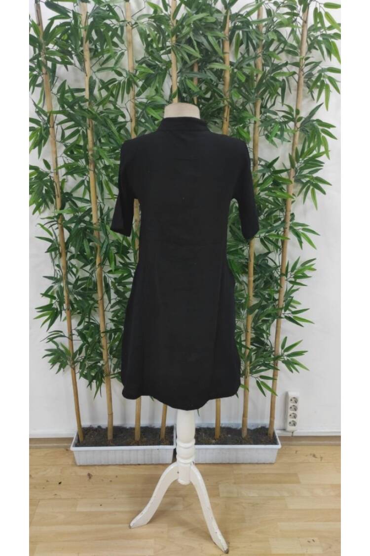 Women's Short Sleeve Dominant Collar Front Buttoned Short Muslim Dress