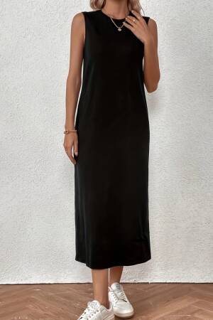 Women's Zero Sleeve Crew Neck Midi Viscose Two Thread Dress - Black - Brand: Janes - Women's Clothing Wholesale - Globality Store
