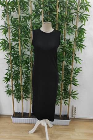 Women's Zero Sleeve Crew Neck Midi Viscose Two Thread Dress - Black - Brand: Janes - Women's Clothing Wholesale - Globality Store