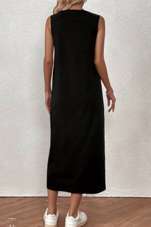 Women's Zero Sleeve Crew Neck Midi Viscose Two Thread Dress - Black - Brand: Janes - Women's Clothing Wholesale - Globality Store