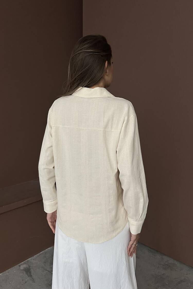 Wholesale Beige Jacquard Linen Shirt