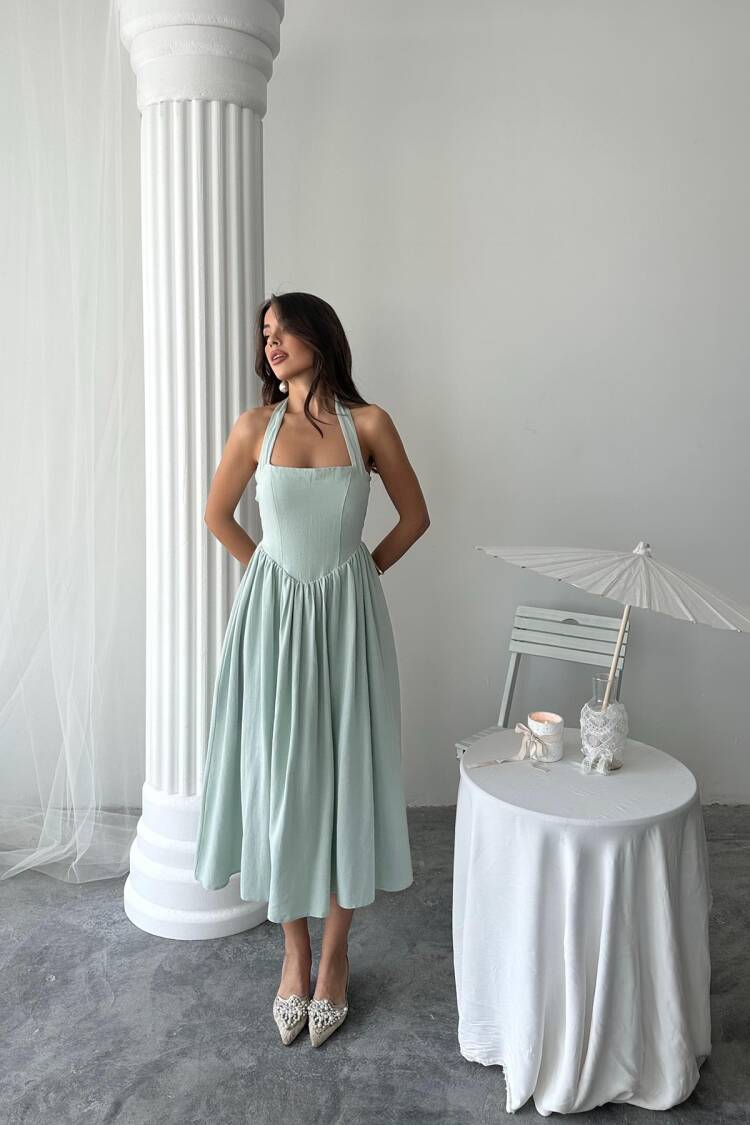 WholesaleNeck Tie Linen Dress