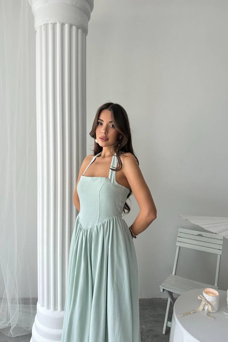 WholesaleNeck Tie Linen Dress
