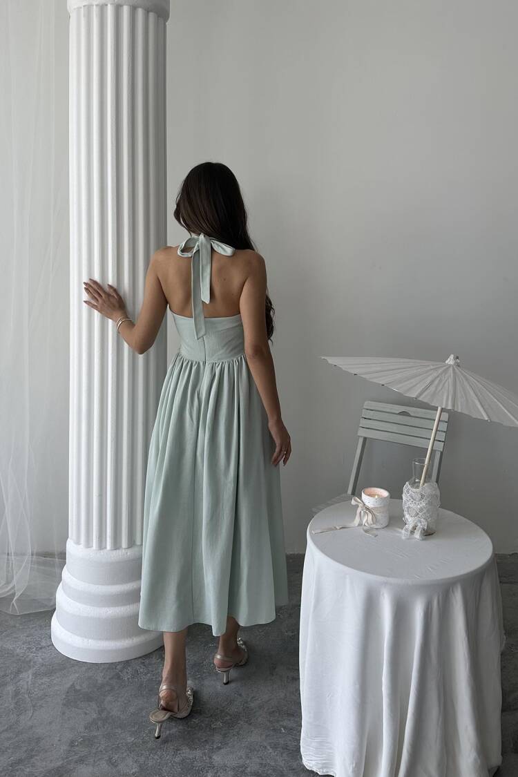 WholesaleNeck Tie Linen Dress