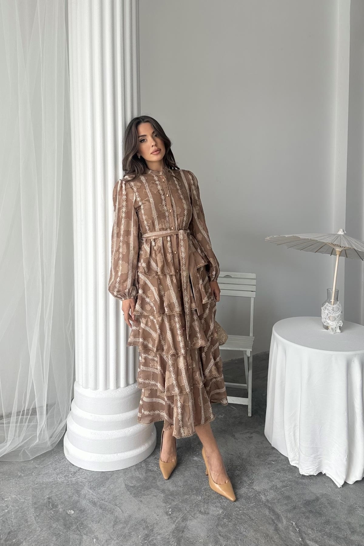 WholesaleLong Ruffle Dress - Elisa - Globality Store - Women Clothes Wholesale Turkey
