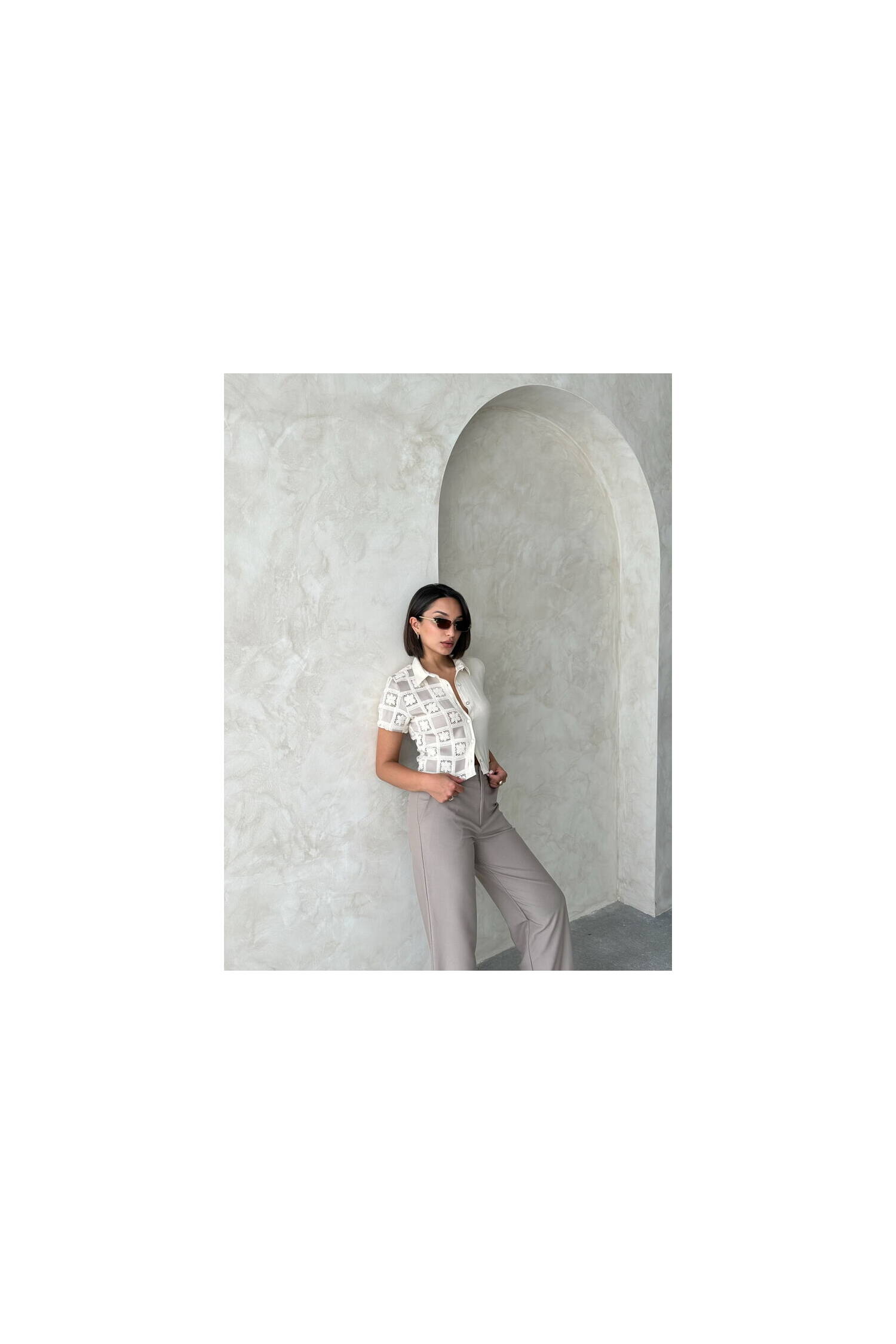 Lace Detailed Shirt - Tasa Taşa Taş - Brand: Topshow - Women's Clothing Wholesale - Globality Store