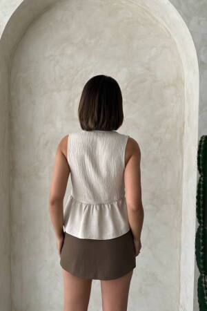 Embroidered Raw Blouse - Stone - Brand: Topshow - Women's Clothing Wholesale - Globality Store