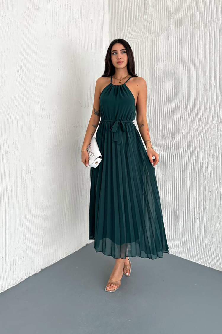 Strappy Midi Length Chiffon Dress With Belt
