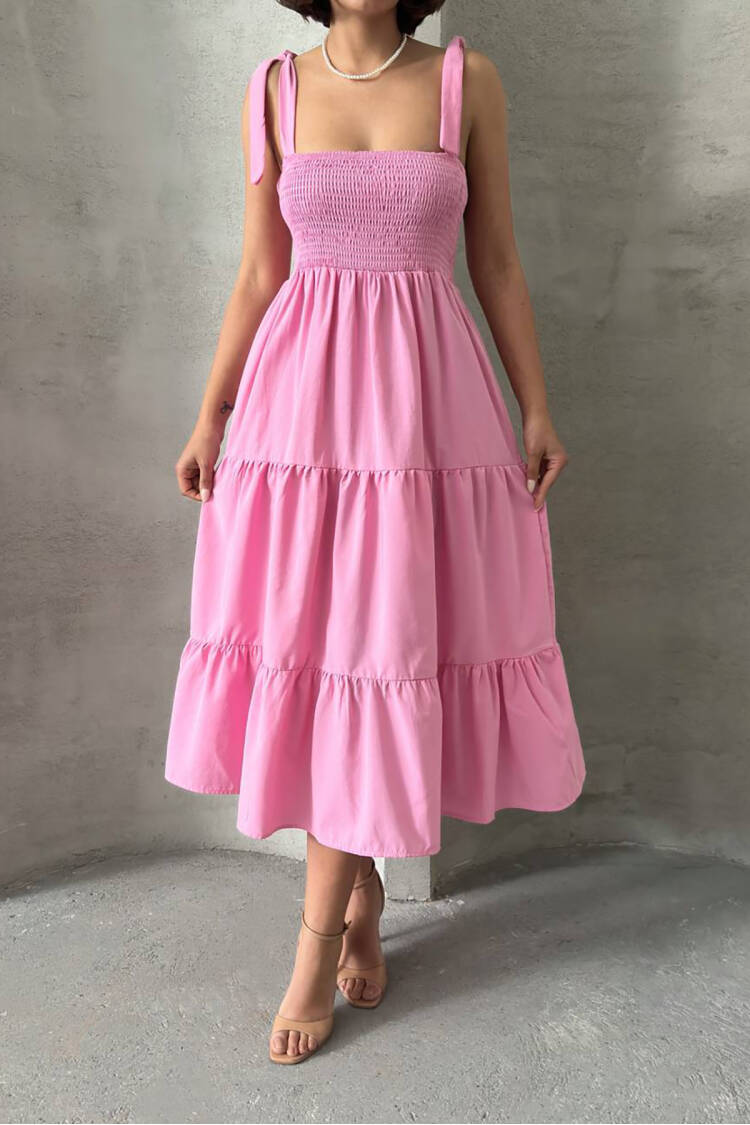 Strappy Poplin Fabric Summer Dress