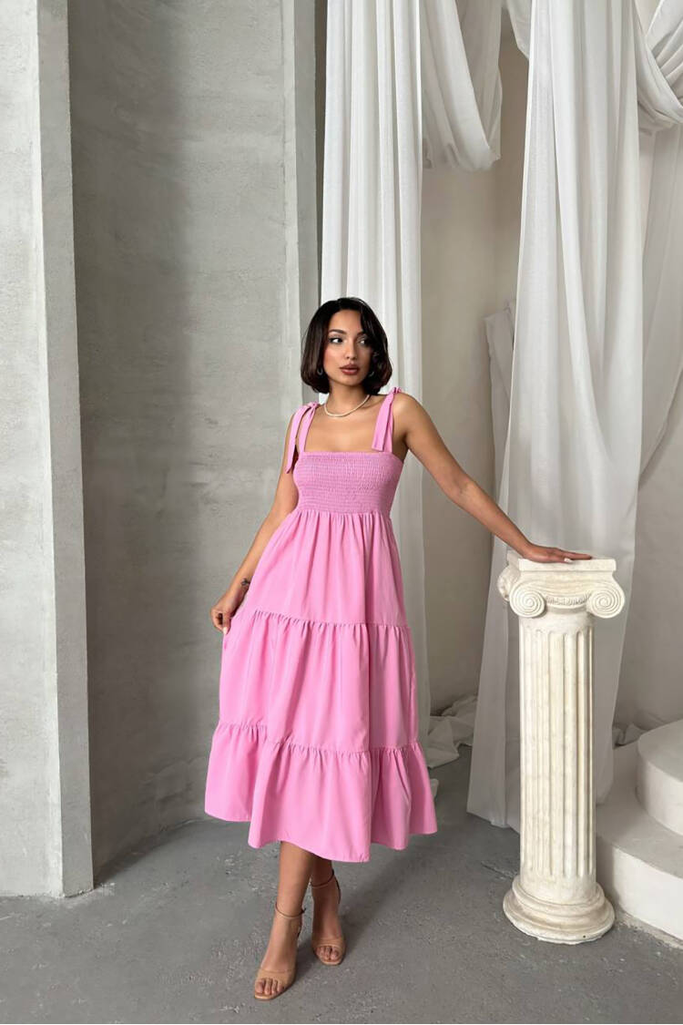 Strappy Poplin Fabric Summer Dress - Brand: Mode Roy - Women's Clothing Wholesale - Globality Store