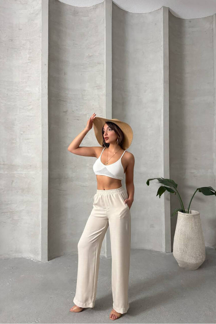 Imported Fabric Palazzo Linen Pants