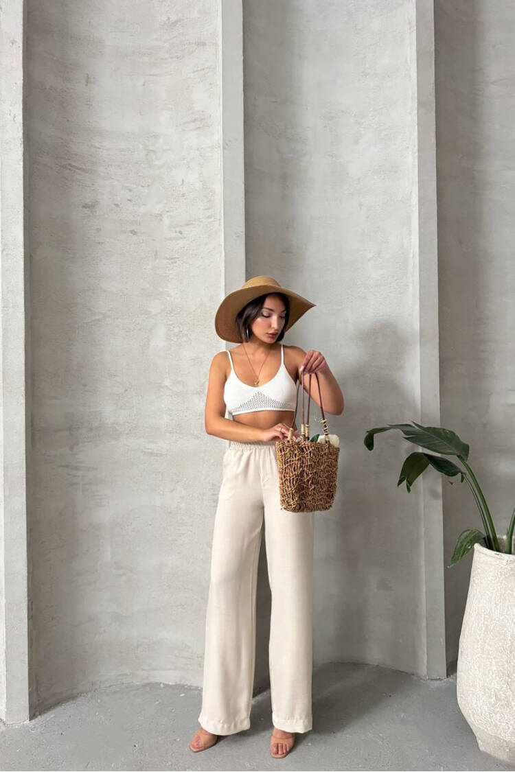 Imported Fabric Palazzo Linen Pants - Mode Roy - Globality Store - Women Clothes Wholesale Turkey