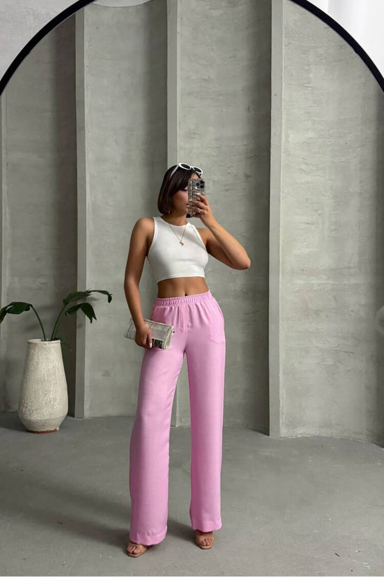 Imported Fabric Palazzo Linen Pants - Mode Roy - Globality Store - Women Clothes Wholesale Turkey