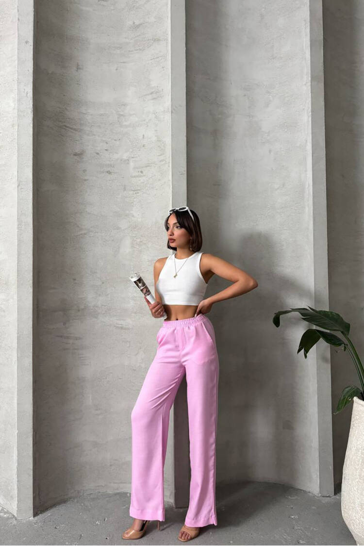 Imported Fabric Palazzo Linen Pants