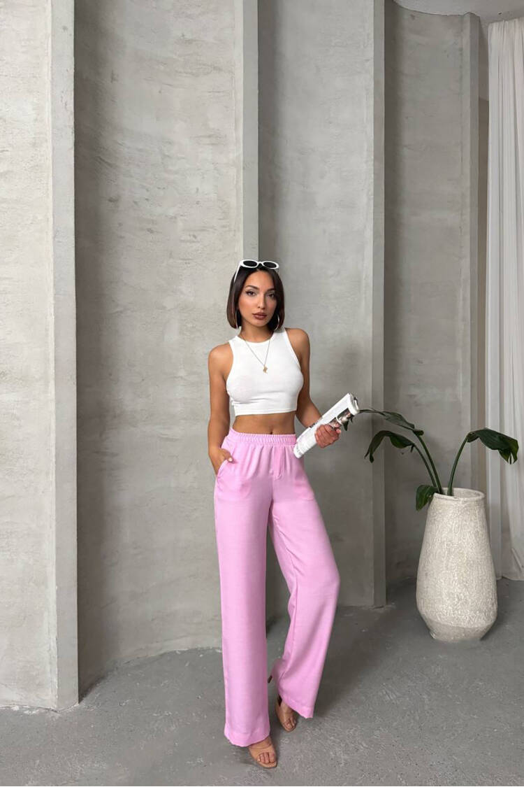 Imported Fabric Palazzo Linen Pants