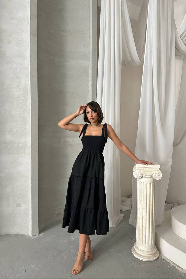 Strappy Poplin Fabric Summer Dress - Brand: Mode Roy - Women's Clothing Wholesale - Globality Store