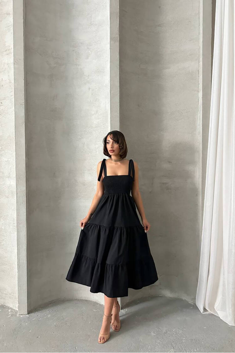 Strappy Poplin Fabric Summer Dress