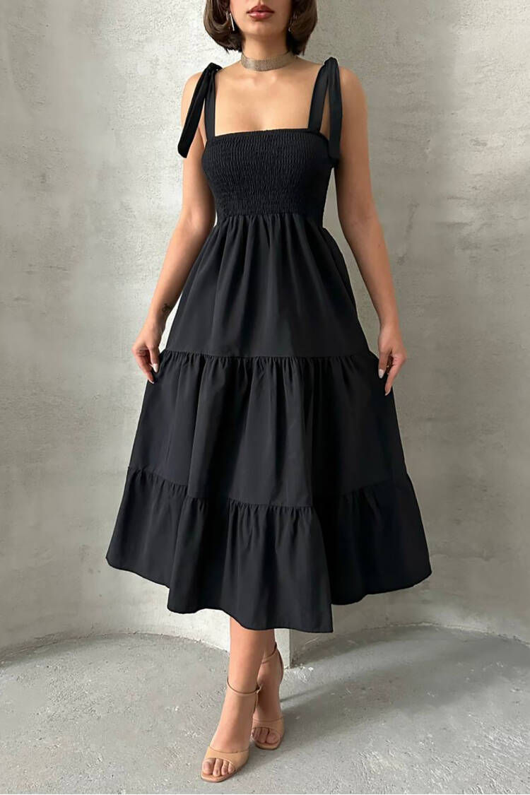 Strappy Poplin Fabric Summer Dress