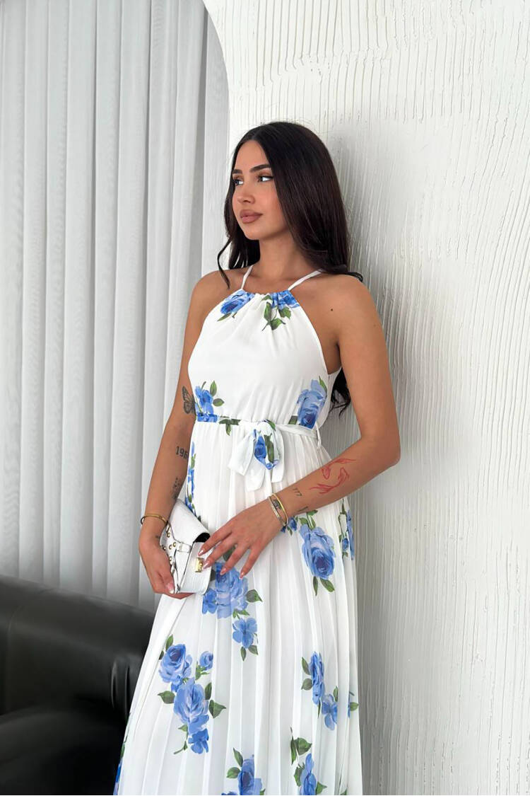 Floral Print Strappy Summer Chiffon Dress