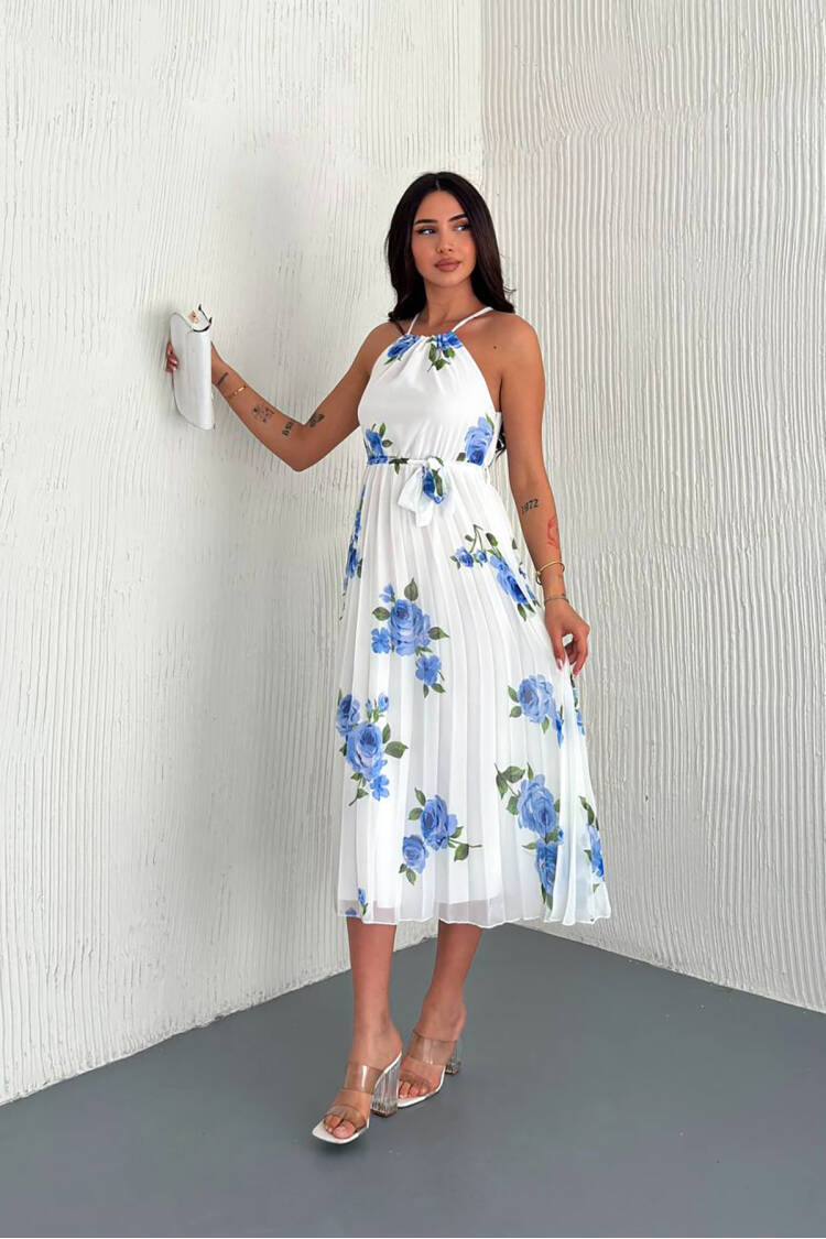 Floral Print Strappy Summer Chiffon Dress