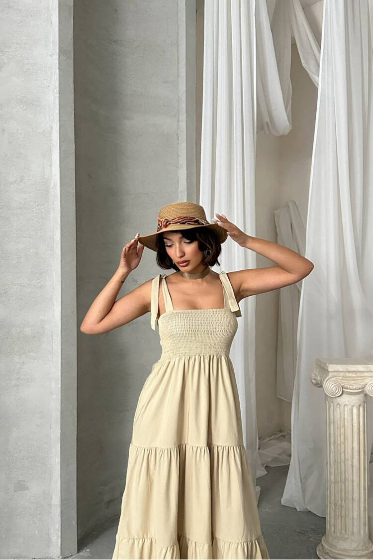 Strappy Poplin Fabric Summer Dress