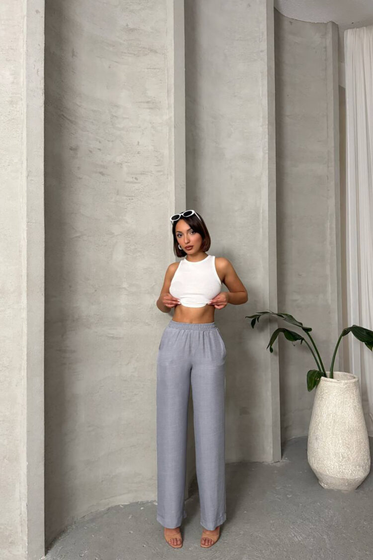 Imported Fabric Palazzo Linen Pants