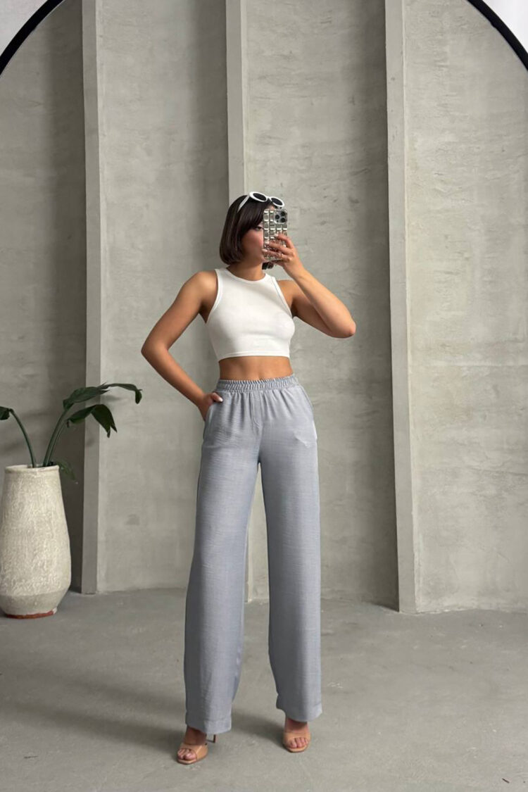 Imported Fabric Palazzo Linen Pants