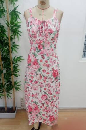 Women's Strappy Wide V Neck Tie Back Slit Suprem Dress - Janes - Globality Store - Women Clothes Wholesale Turkey