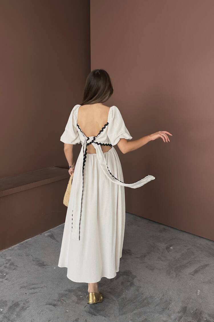 WholesaleBack Tie Linen Dress