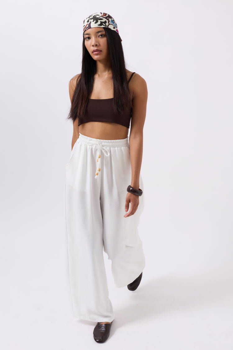 Elastic Waist Tie Detailed Trousers