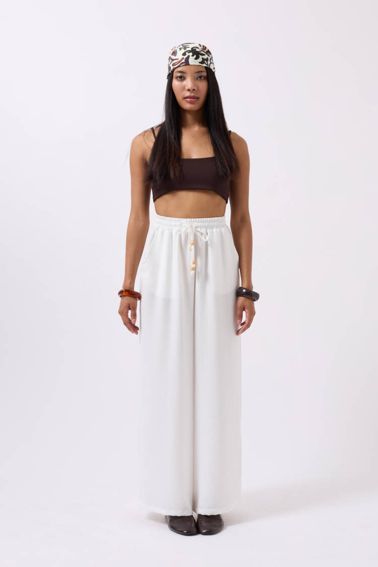 Elastic Waist Tie Detailed Trousers